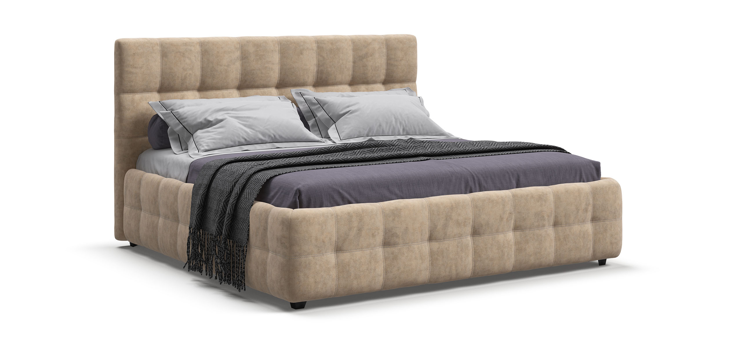 Босс Кровать+ПМ 180*200 Велюр Роял шампань