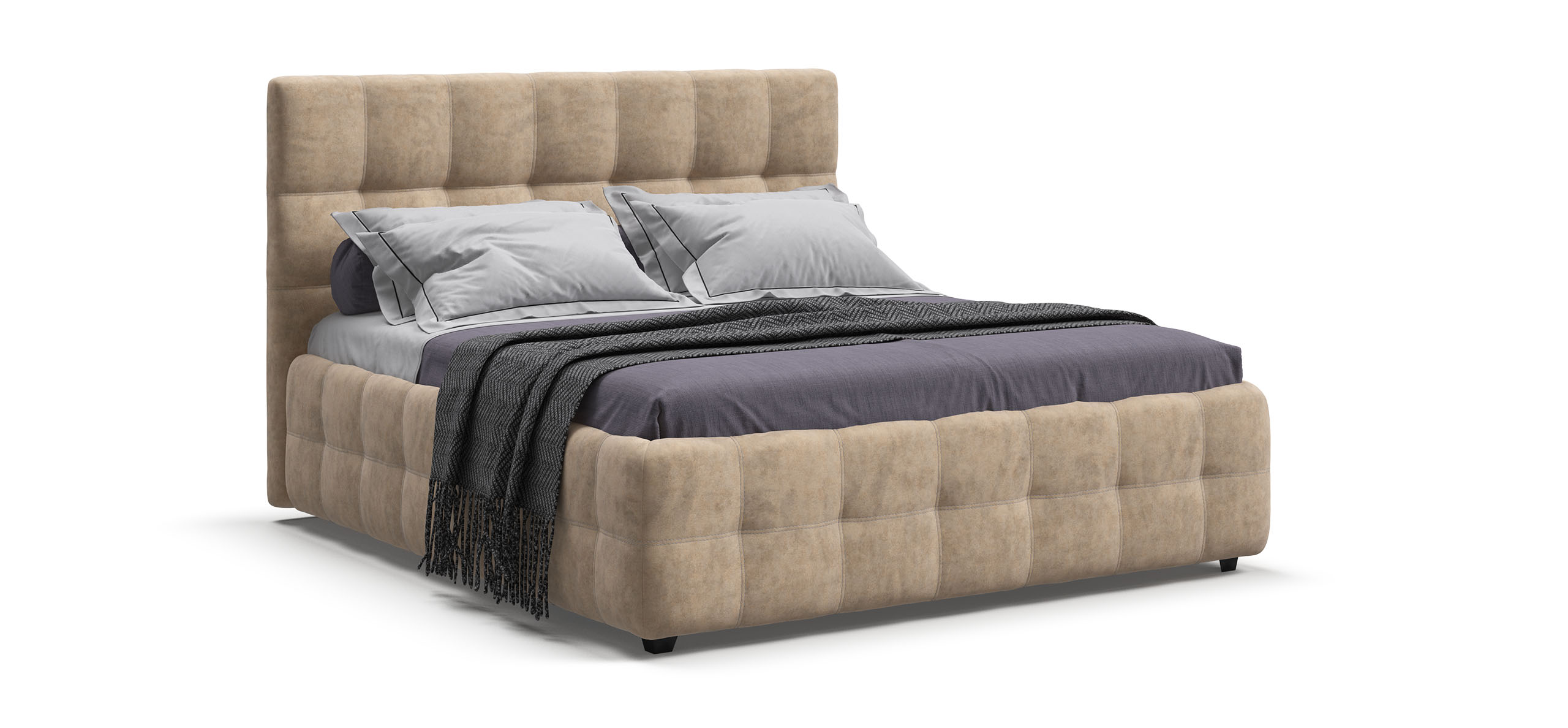 Босс Кровать+ПМ 160*200 Велюр Роял шампань