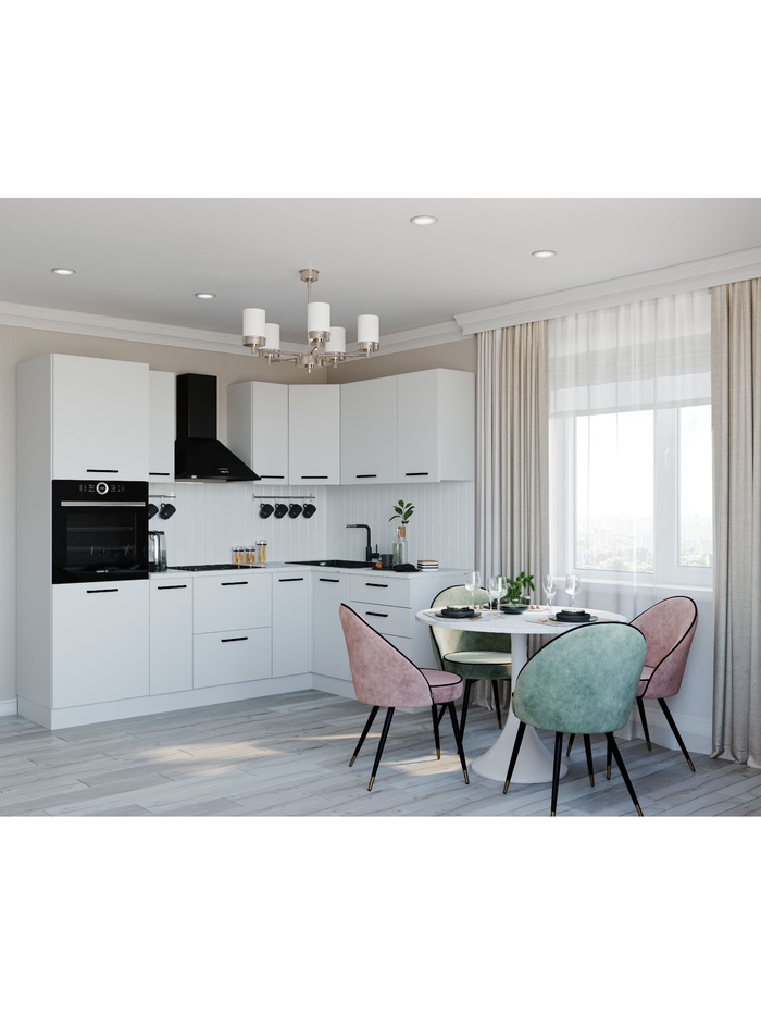 Кухонный гарнитур угловой «ЖЕМЧУГ», 2400×1600 мм, цвет жемчуг мрамор марквина белый