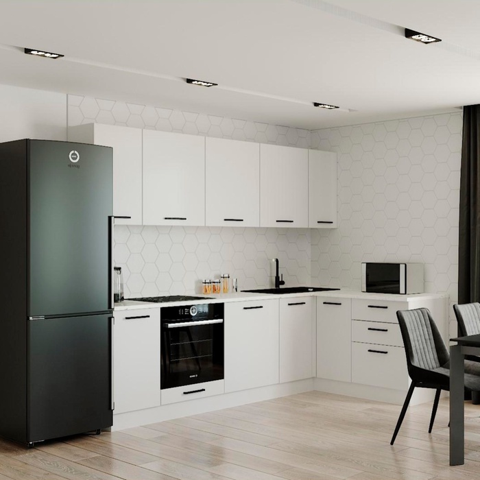 Кухня угловая «Жемчуг», со столешницей, 2600×1600 мм, цвет белый/мрамор марквина белый/жемчуг