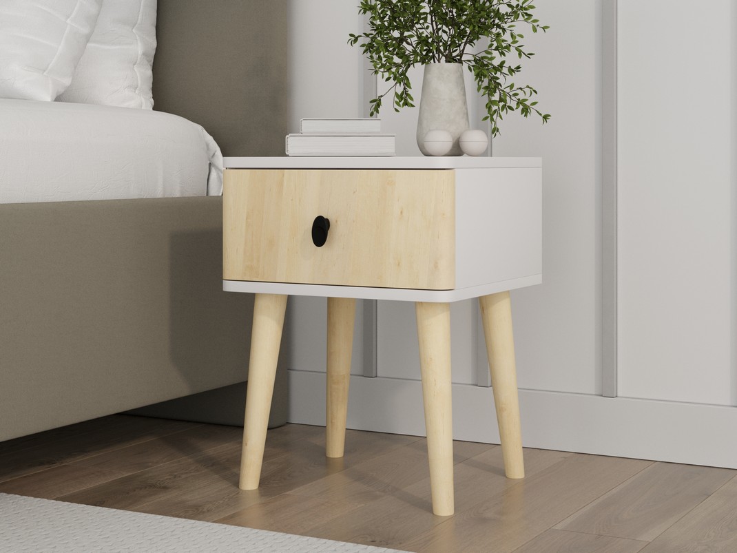 Тумба Орматек Freya (ЛДСП+Массив Белый жемчуг/Масло-воск Natura (береза)) 38x35