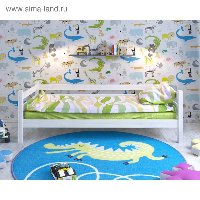 Детская кровать Сонечка с задней защитой Белый 800х1900 Без текстиля