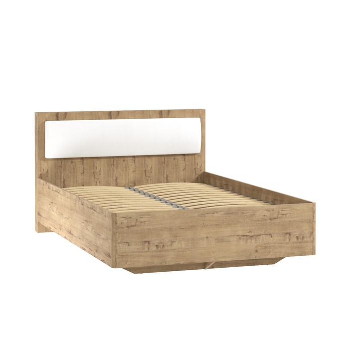 Кровать двуспальная Virginia, с ортопедическим основанием, спальное место 1400×2000 мм, цвет мягкого элемента бум айс/дуб бунратти