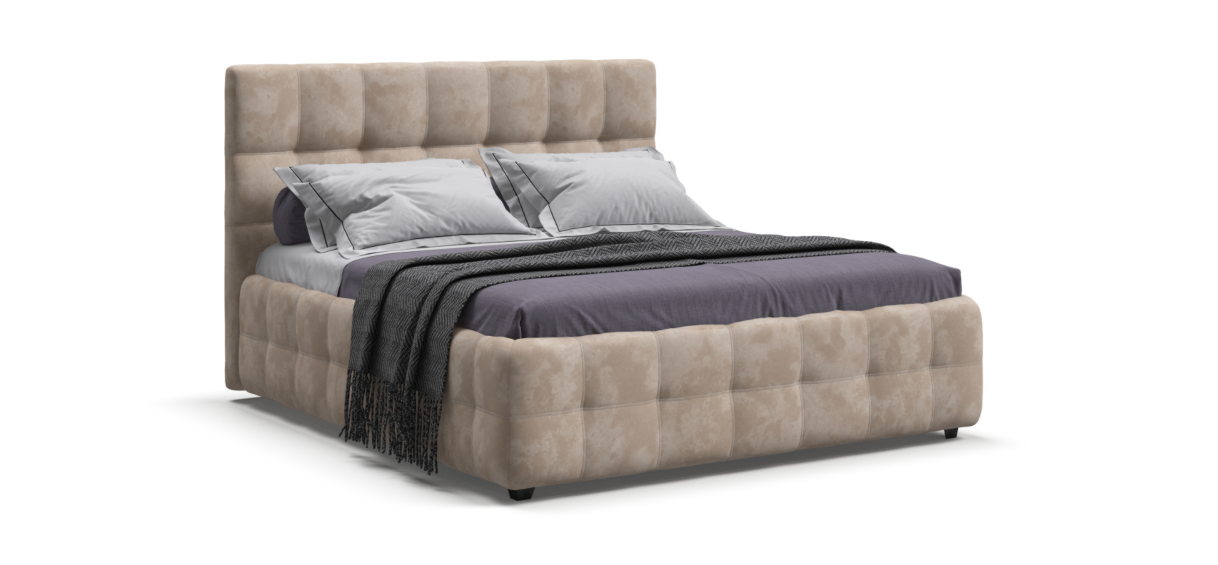 Босс Кровать+ПМ 160*200 Велюр Алькантара пепел