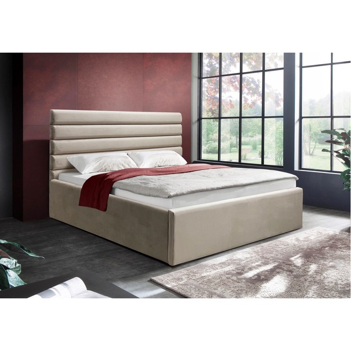 Кровать двуспальная «Фрейм Модерн», с подъёмным механизмом, 1800×2000 мм, велюр vivaldi, цвет бежевый