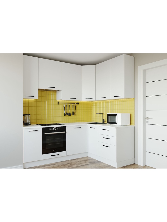 Кухонный гарнитур угловой «ЖЕМЧУГ», 2200×1600 мм, цвет жемчуг мрамор марквина белый