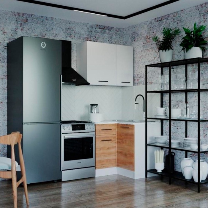 Кухня угловая «Лада», со столешницей, 1000×1000 мм, цвет белый/мрамор марквина белый/жемчуг/дуб