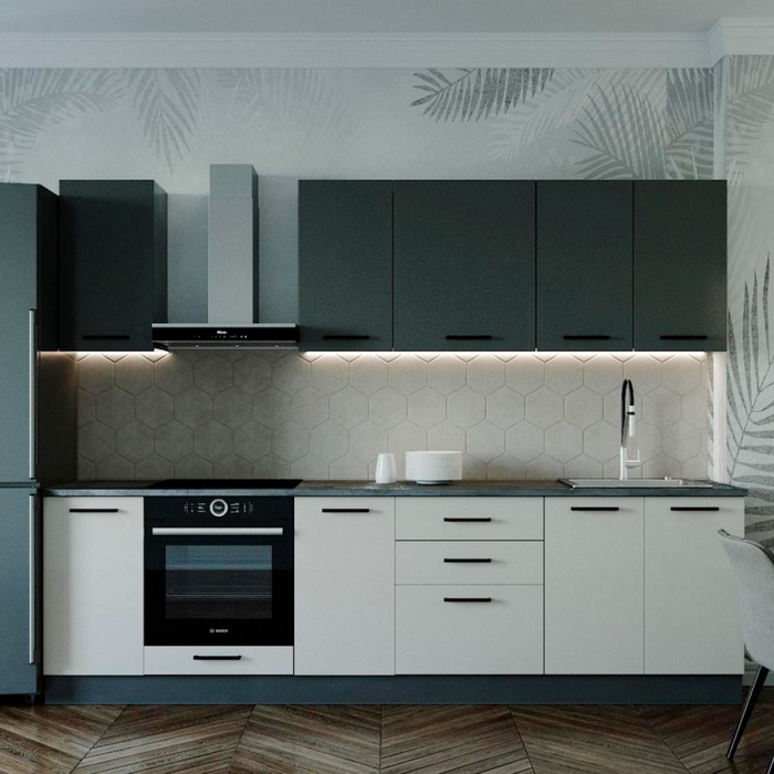 Кухня прямая «Лофт», со столешницей, 2800×600 мм, цвет детройт/антрацит/жемчуг